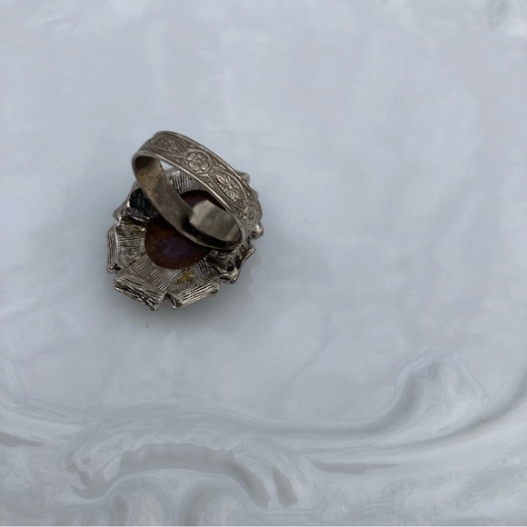 Vintage Purple Variegated Stone Adjustable Size Ring - Picture 2 of 5